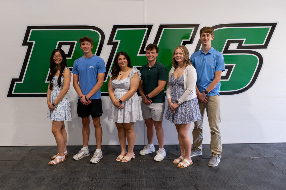 The Perryville Prom court is pictured, from left, Eloise Bollinger, Aiden Wendel, Kara Hotop, Waylon Huber, Olivia Bierk, and Micah Brown.