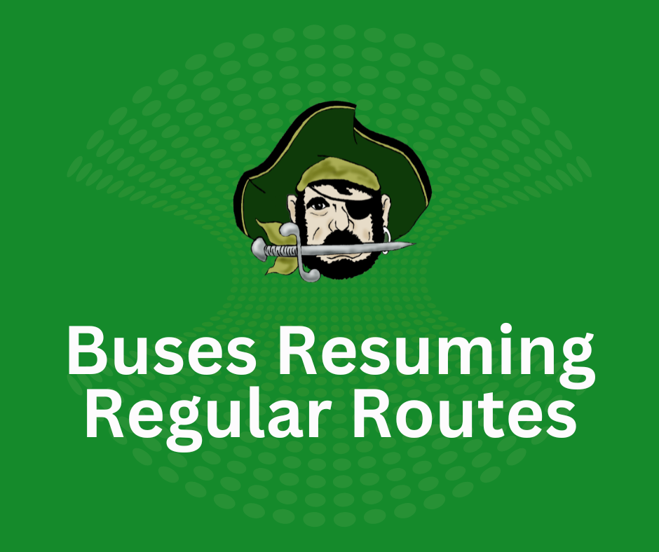 Graphic that says "Buses Resuming Regular Routes"