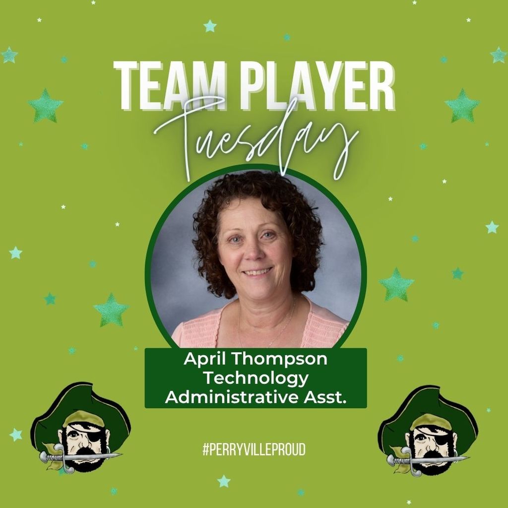 Team Player Tuesday graphic with April Thopmson's head shot.