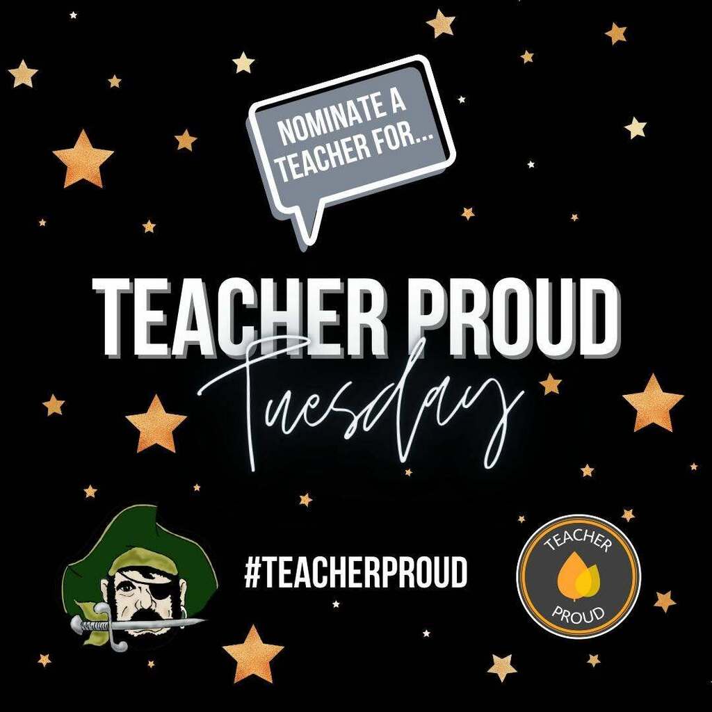 Decorative graphic that says "Nominate a Teacher for Teacher Proud Tuesday."
