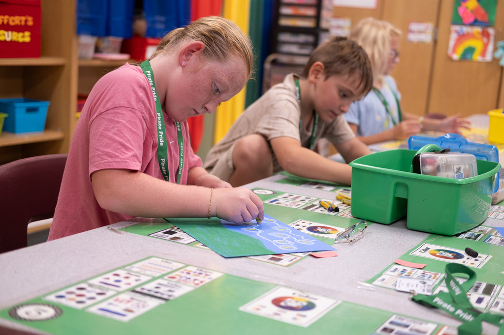 A student works on an art project