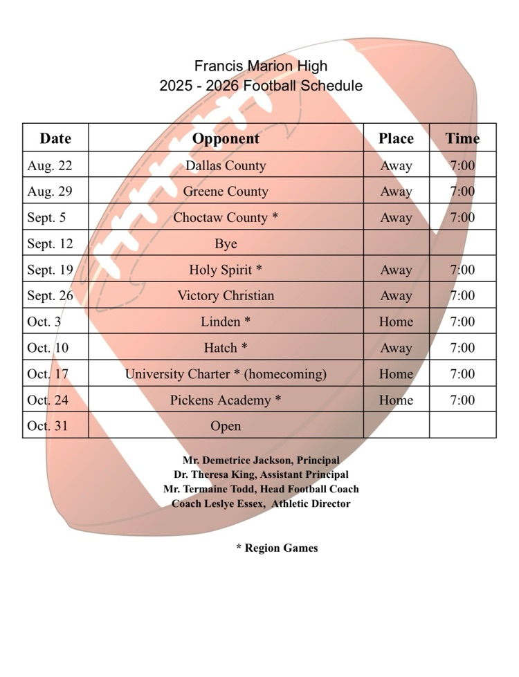 FMS football Schedule