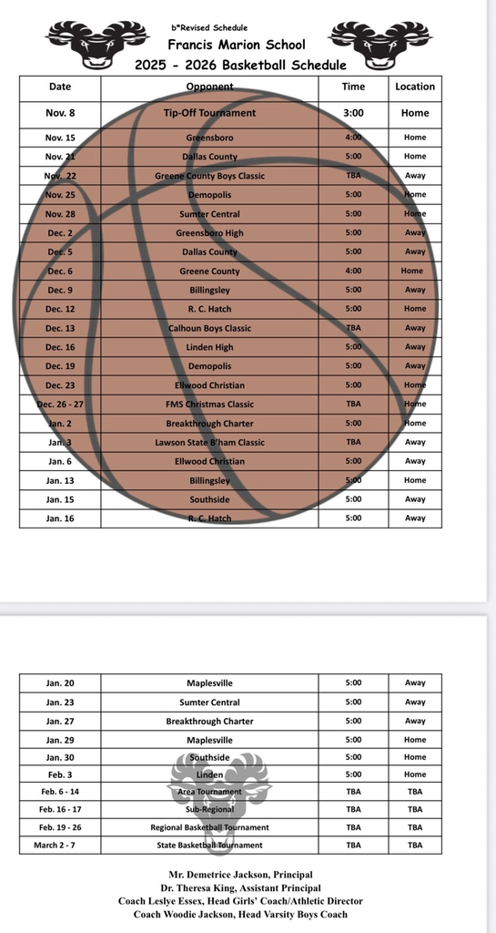 FMS Basketball Schedule