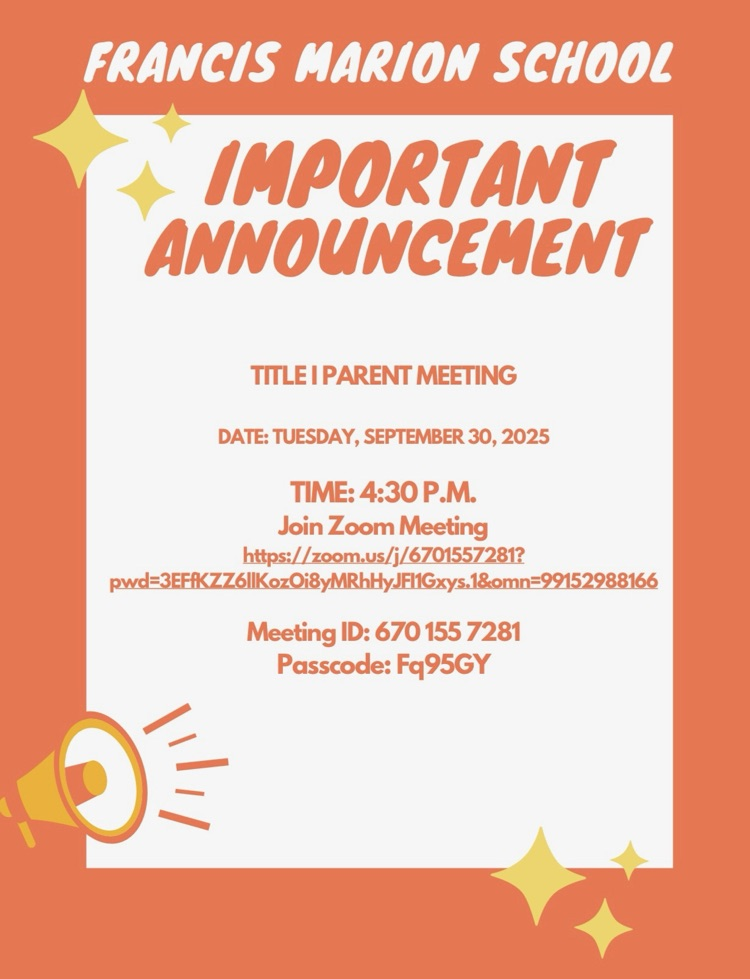 Francis Marion virtual title I parent meeting