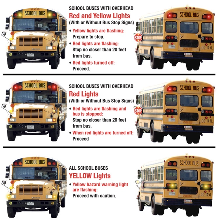 school bus with overhead lights
