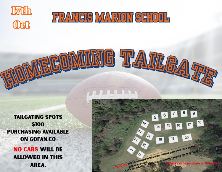 Francis Marion homecoming 2025 tailgate spots