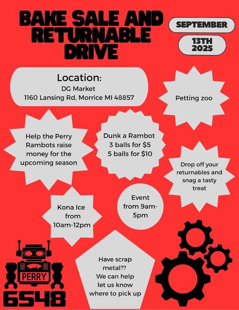 Rambots Bake Sale and Returnable Drive