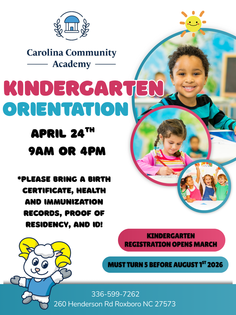 Carolina Community Academy Kindergarten Orientation Flyer