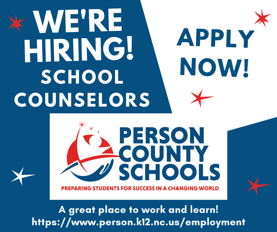 Flyer that says that we are hiring school counselors