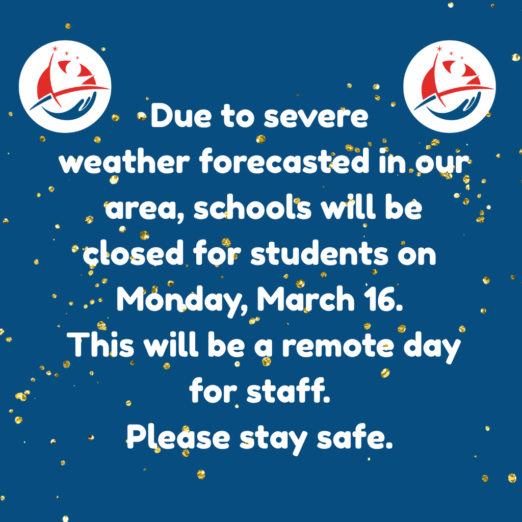 Image saying that schools are closed on monday, march 16