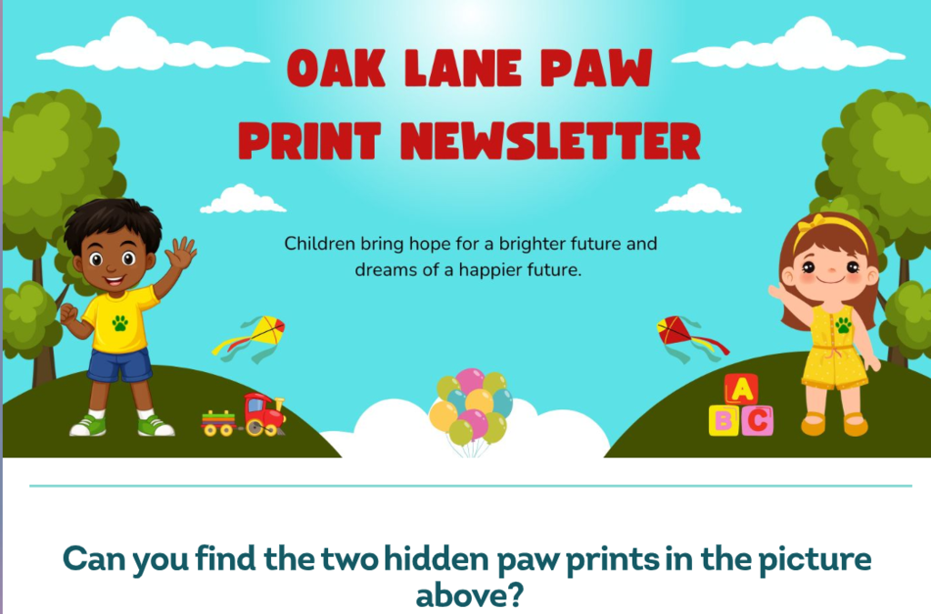 Oak Lane Paw Print Newsletter