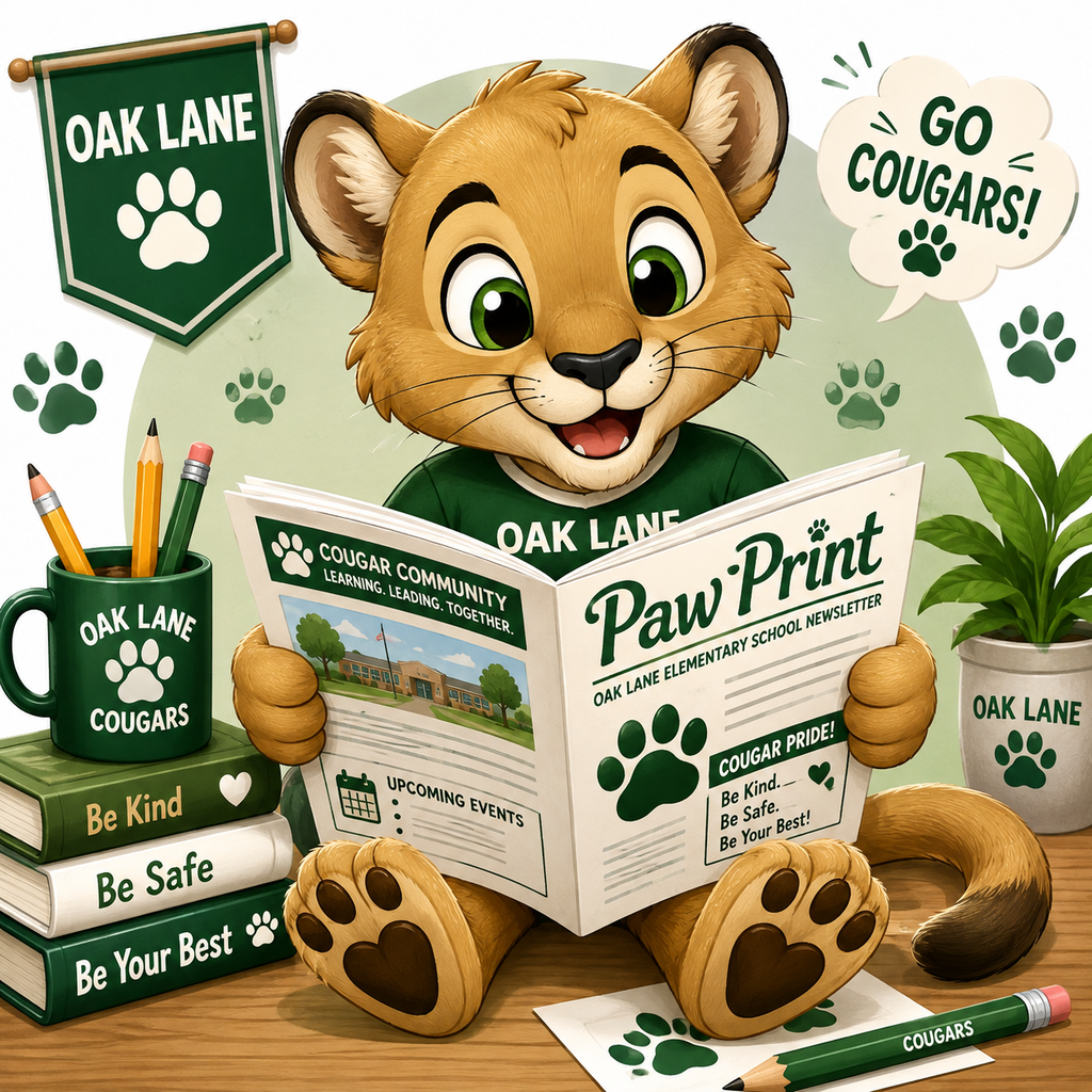 Cougar Cub Reading Paw Print Newsletter