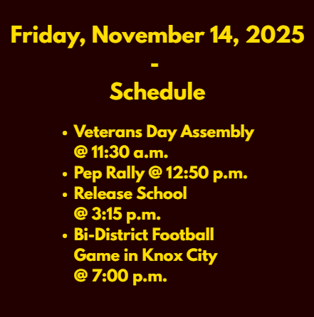 Friday, Nov. 14th Schedule