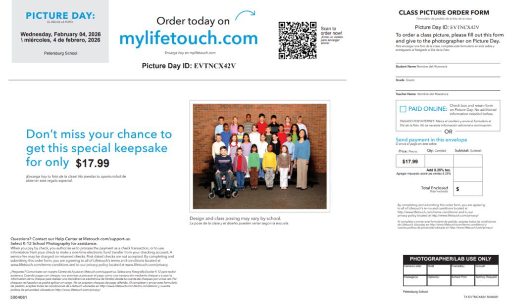 Lifetouch Class Groups, Spring, Club, & Organization Pics Form