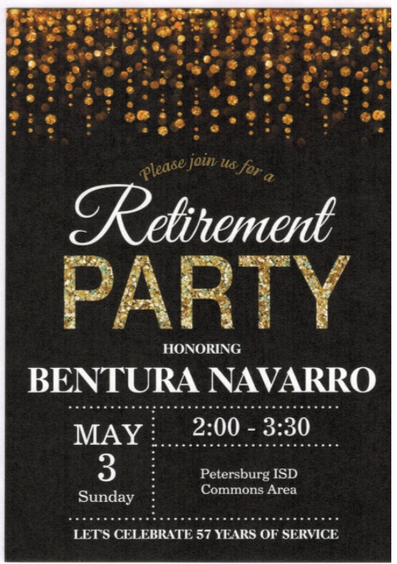 Retirement party for Bentura Navarro!