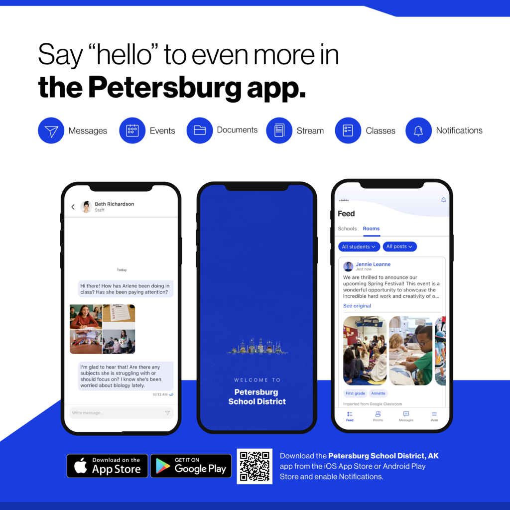 Download the Petersburg app to stay up to date on the latest happening in the classroom and in the district