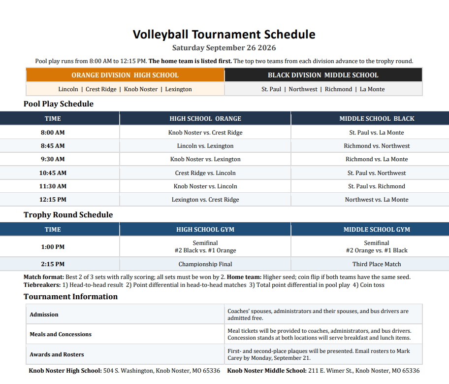 Tournament Info