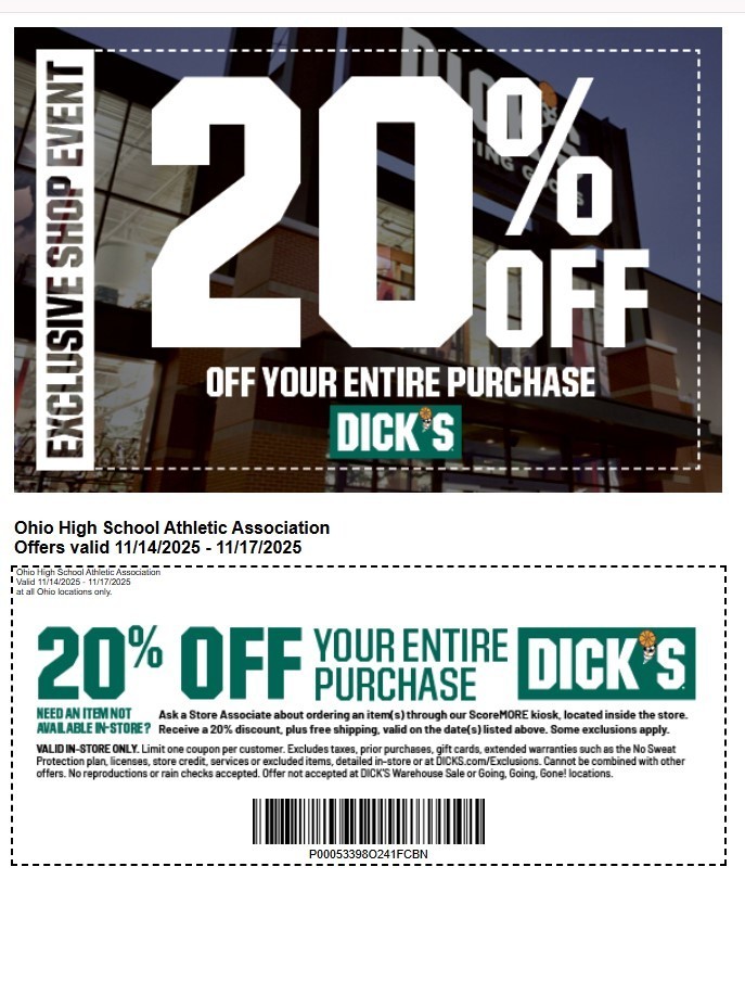 DICKS Sporting Goods - 20% Coupon for this weekend