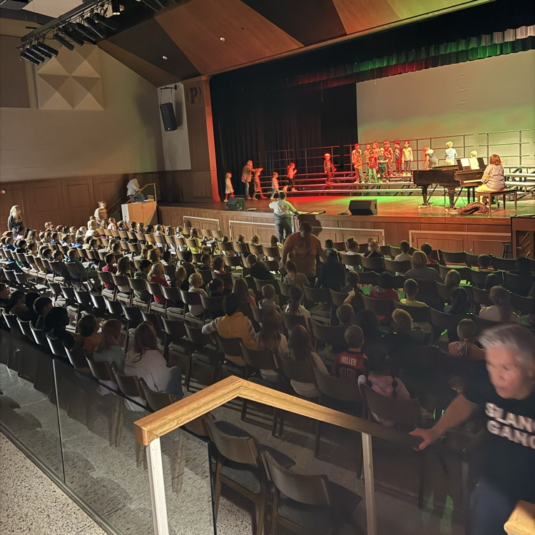 elementary music students practicing