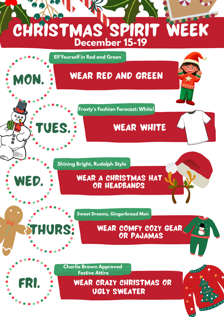 Spirit Week Reminders