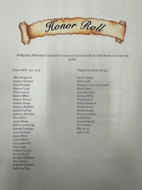 Elementary Honor Roll