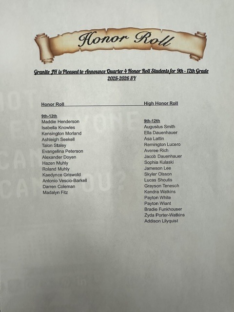 Pburg School Honor Roll