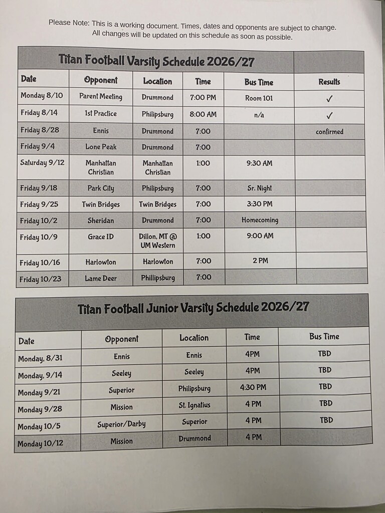 Football Schedule