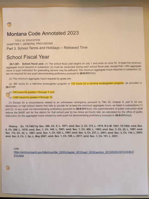 Montana Code Annotated - Aggregate Hours