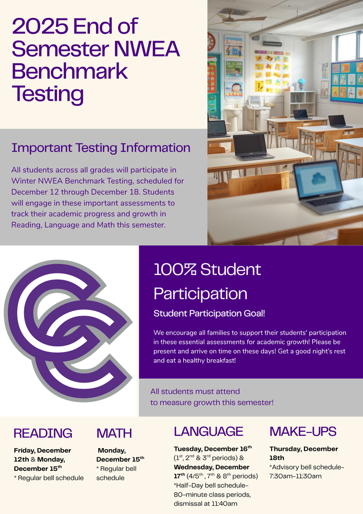 NWEA testing begins December 12th
