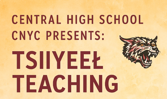 yellow background red font and a bobcat face