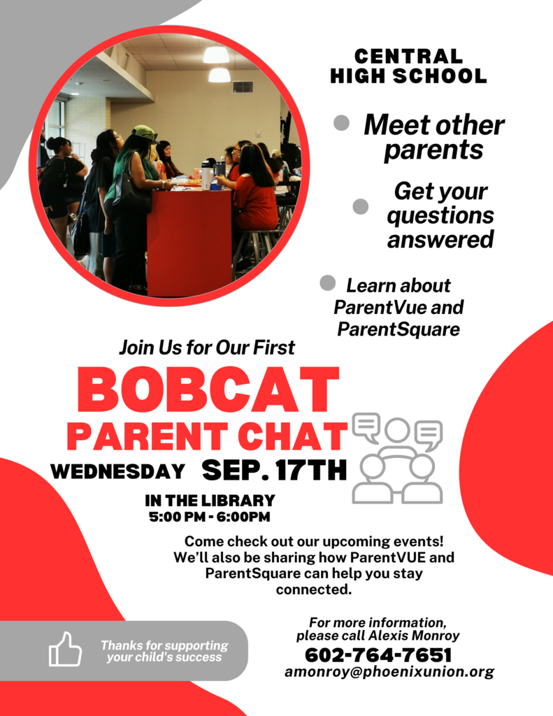 white and red flyer with a circle on upper left corner with images of some people