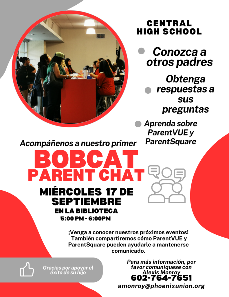 white and red flyer with a circle on upper left corner with images of some people