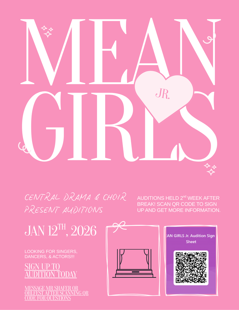 pink background with white colored font and a QR code