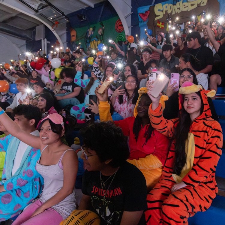 Students in bleachers 