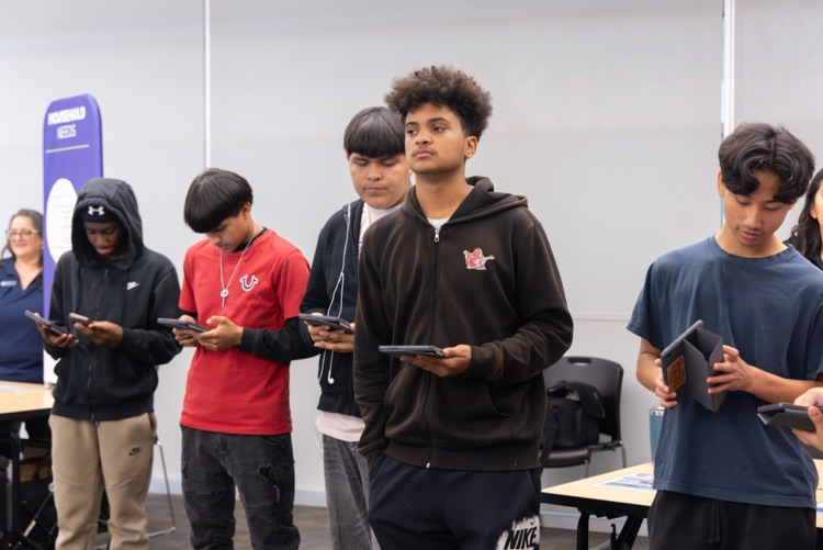 students working on ipads