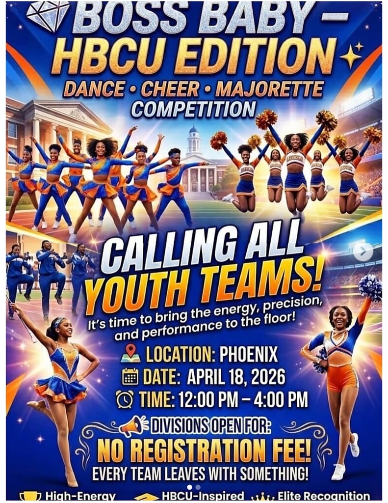 The Central High School Red Diamonds of Distinction Step Team has been invited to perform at the Boss Baby Event this Saturday at the American Legion Post 65, located at 1624 E. Broadway Rd., Phoenix, AZ.  Families and community members are warmly invited to attend this exciting youth-focused event, which will feature a dance competition, local vendors, and opportunities to connect with the community. Come out and support our talented students while enjoying a fun and engaging experience for all ages!