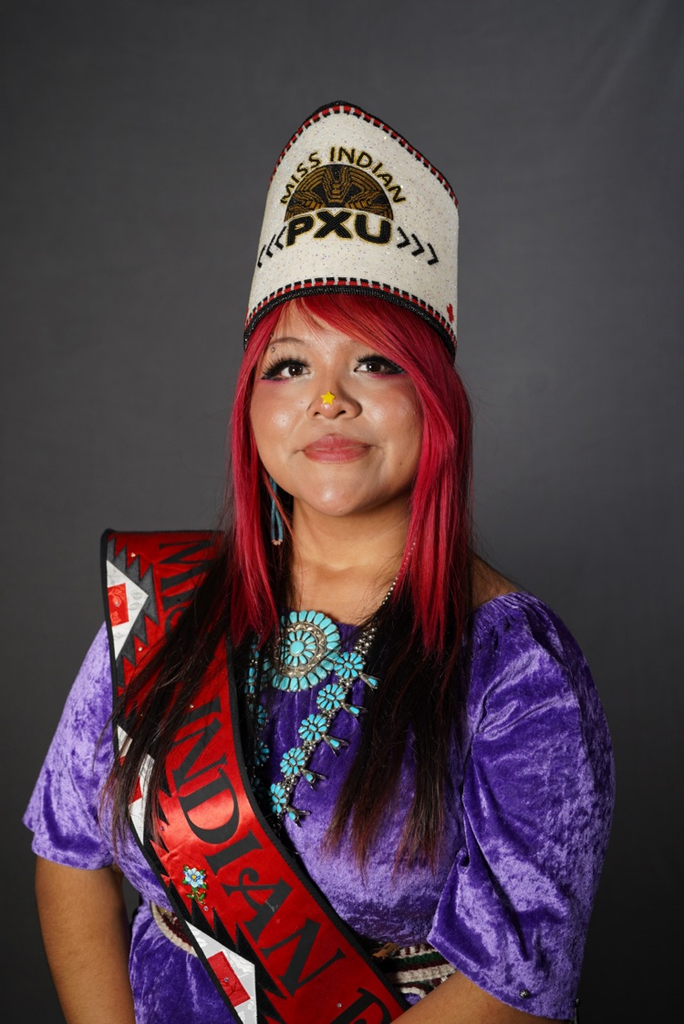 portrait of student in Native American garments