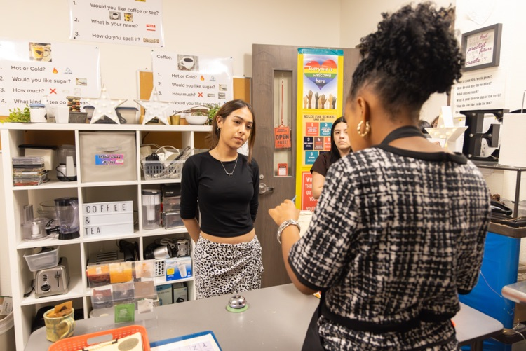 student orders in cafe