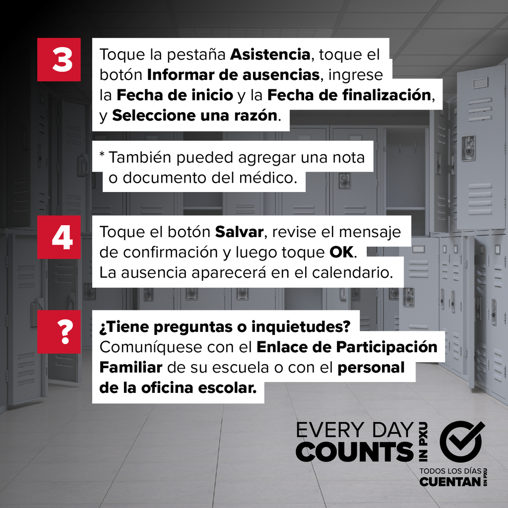 Instructional guide with numbered steps and text, set against a background of school lockers.