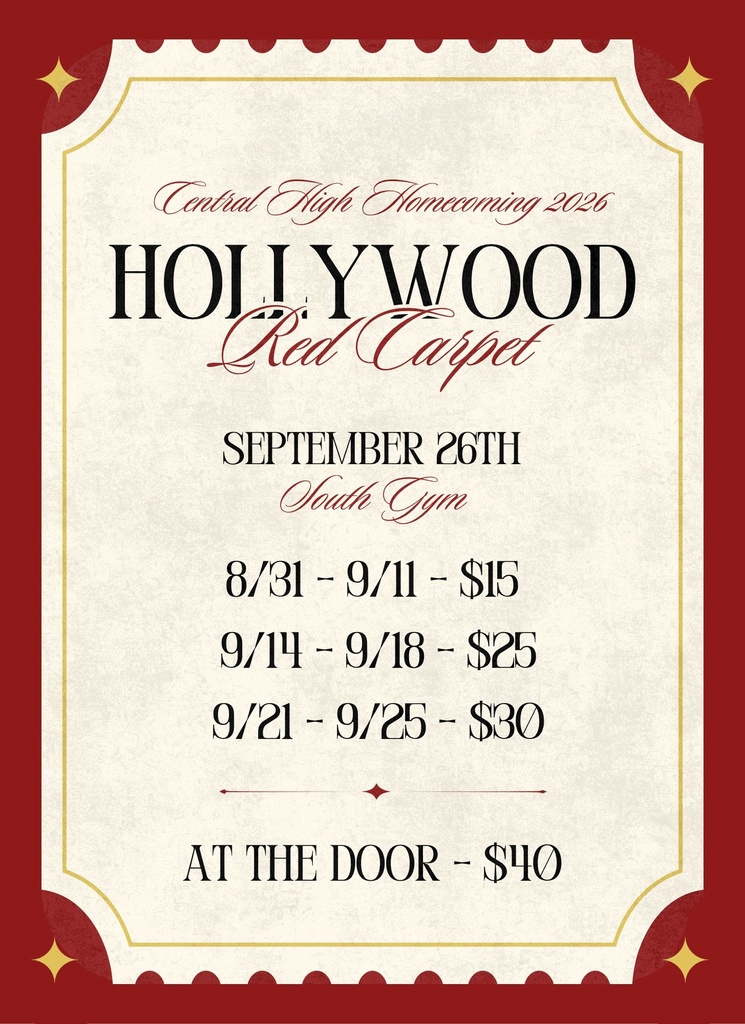 A formal event ticket features a red border with stars and a marquee style heading saying "Hollywood Red Carpet" at the top.
