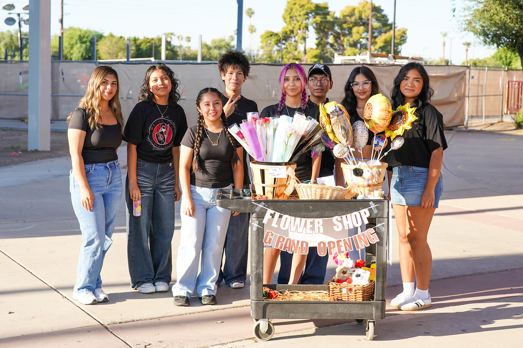 Metro Tech Flower Shop Grand Opening, Group of Students