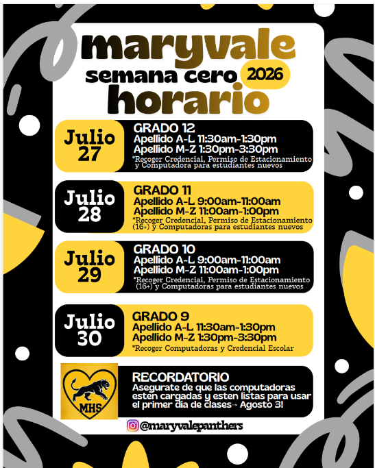 Zero Week Schedule Spanish