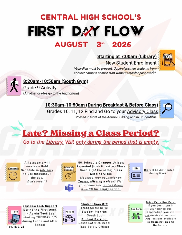 Day 1 Bell Schedule Flyer