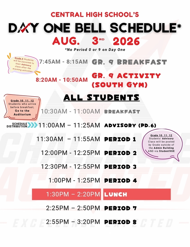 Day 1 Bell Schedule Flyer 