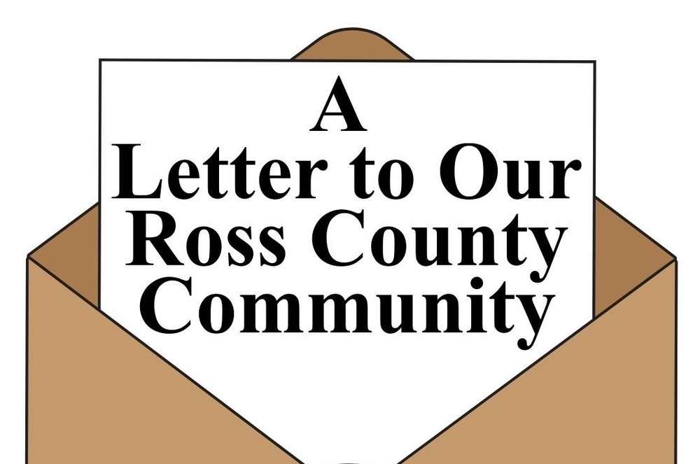 A letter to our Ross County Community over top of an open envelope with a piece of paper coming out. There are school logos at the bottom. 
