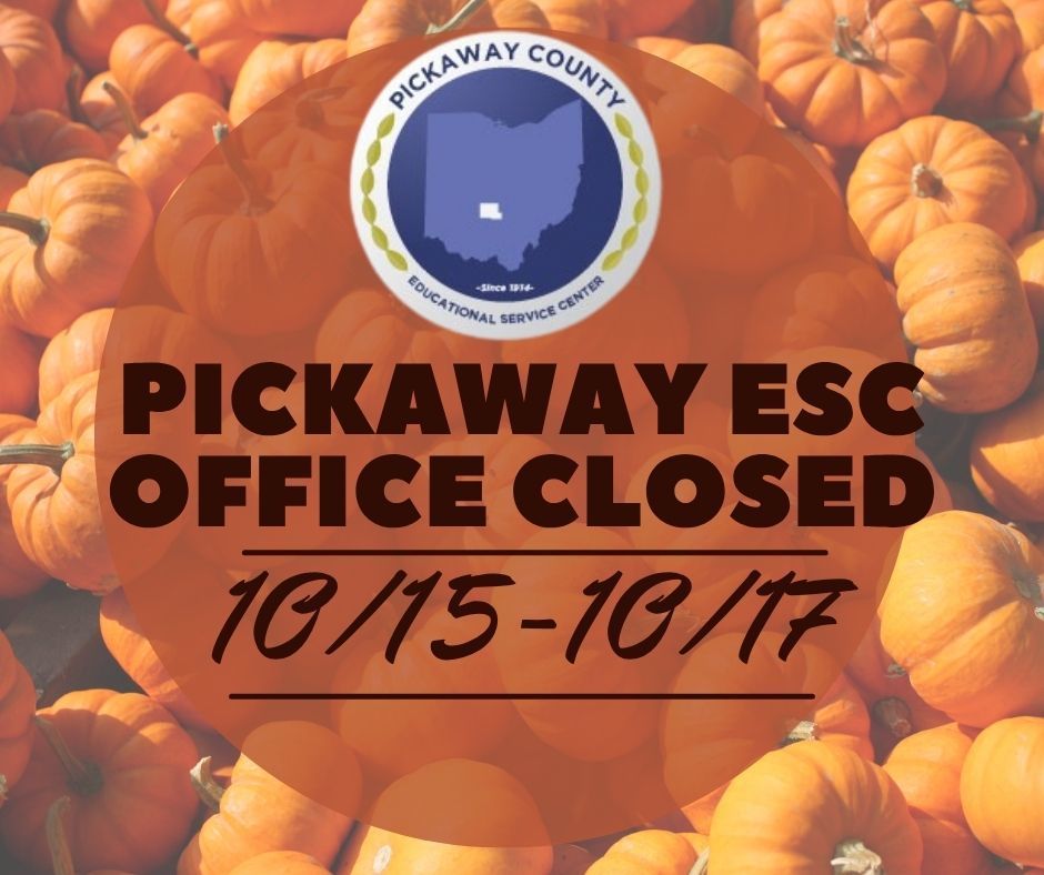 Due to the Circleville Pumpkin Show, Inc., the Pickaway County ESC will be closed on Wednesday, October 15 and will re-open Monday, October 20. Our parking lot will be closed to the public in order to allow our employees to park and enjoy the Pumpkin Show!