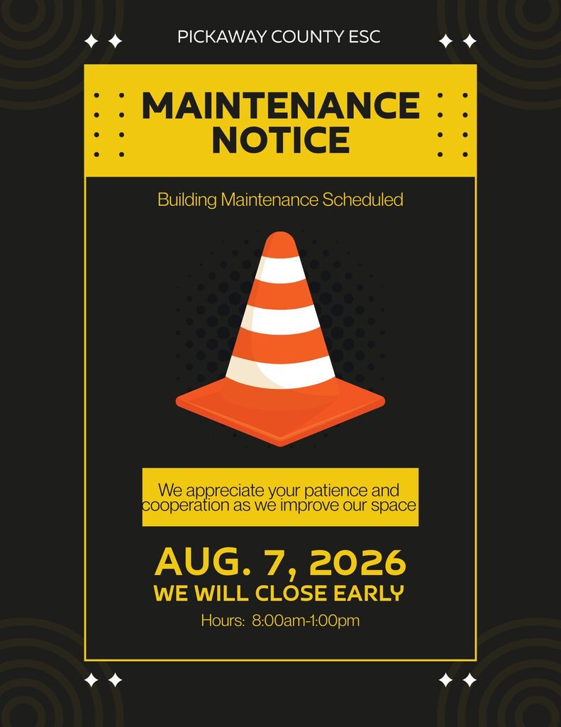 PCESC will be closing at 1:00pm on August 7, 2026 due to maintenance.
