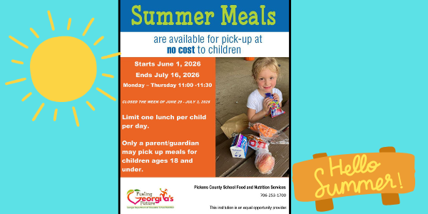 Summer Meals Announcement: June 1-July 16 11:00 am to 11:30 am at PHS