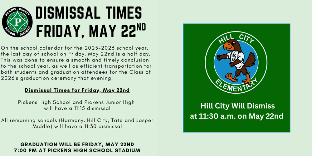 Dismissal times for Friday, 5/22nd
