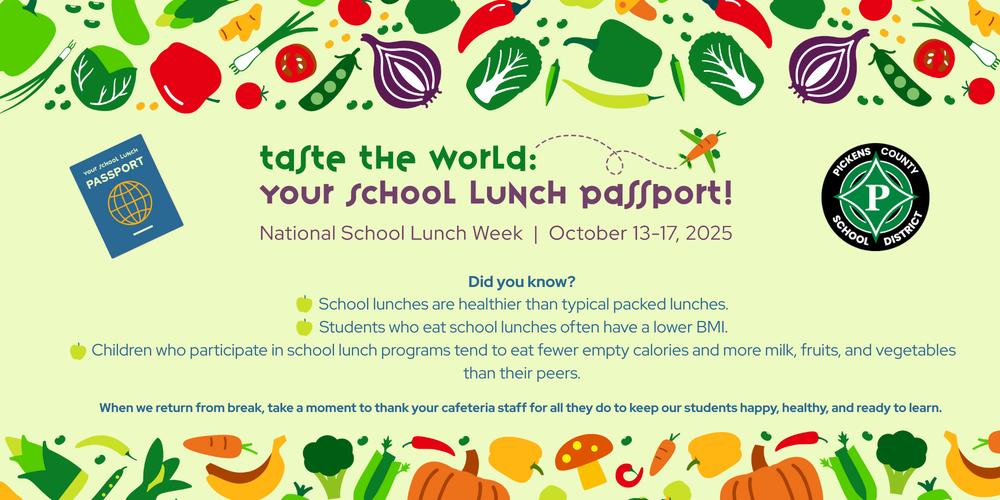 Taste the World, Your School Lunch Passport, National School Lunch Week October 13-17